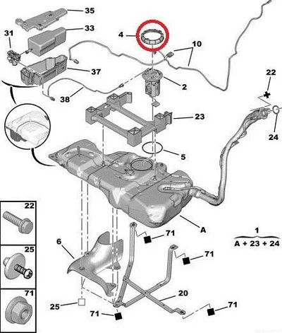 Kütusepumba kinnitusvõru OEM Citroen/Peugeot - PSA  153130 - OE - 100% Genuine Part