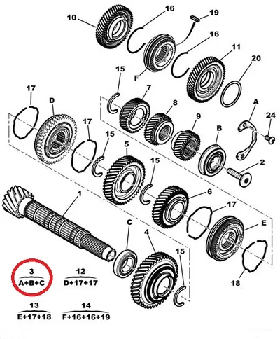 Käigukasti abivõlli laagrite komplekt OEM Jumper/Boxer/Ducato 2006- BVM6 MLGUC14 - PSA  237285 - OE - 100% Genuine Part
