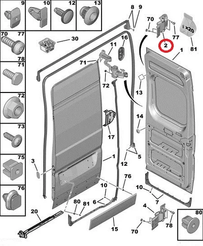 Tagaukse hing ülemine OEM Jumper/Boxer/Ducato 2006-11 (270° avanevad uksed) - PSA  871787 - OE - 100% Genuine Part