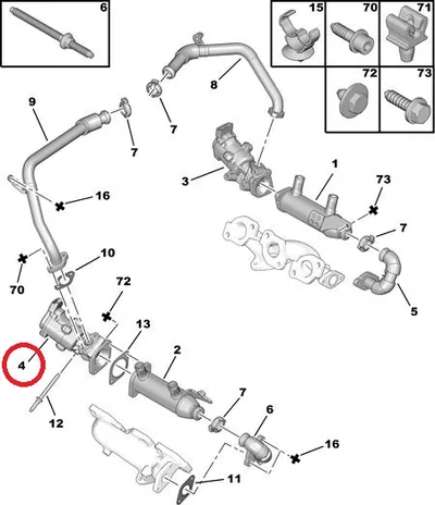 EGR klapp eesmine OEM Citroen/Peugeot/Jaguar/Landrover 2,7HDI - PSA  1618N7 - OE - 100% Genuine Part