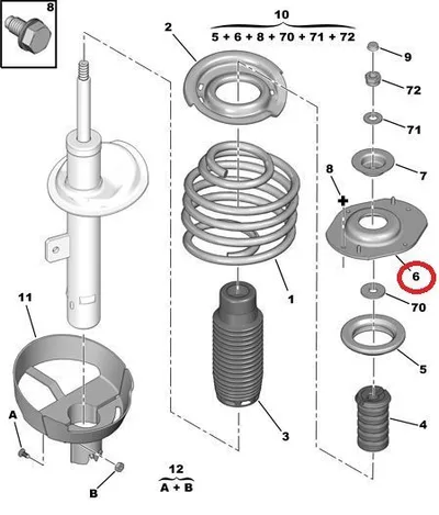 Amortisaatori padi eesmine Partner/Berlingo/P306/Xsara/ZX - PSA  503878J - OEM (no box)