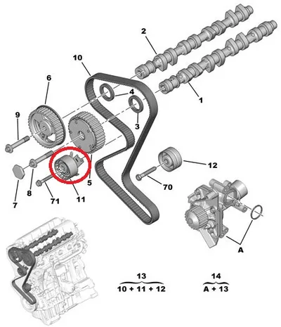 Hammasrihma pingutusrull OEM Citroen/Peugeot 1,8/2,0 EW7/EW10 - PSA  1606931980 - OE - 100% Genuine Part