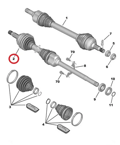 Veovõll komplektne parem OEM Citroen C5 2008- 2,0HDI 6-k. automaat - PSA  3273SP - OE - 100% Genuine Part