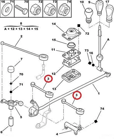 Käiguhoovastiku varras OEM Peugeot Partner; Citroen Berlingo/Xsara >>1695174680 - PSA  2454F5 - OE - 100% Genuine Part