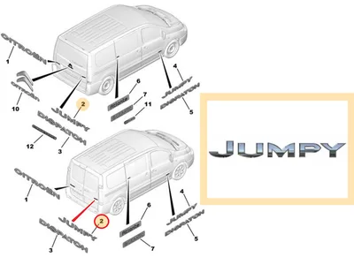 Embleem tagauksele "JUMPY" OEM Citroen Jumpy III - PSA  8665SH - OE - 100% Genuine Part