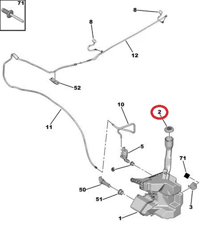 Klaasipesuri paagi kork OEM Citroen/Peugeot - PSA  643237 - OE - 100% Genuine Part