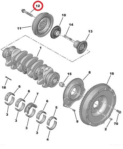 Väntvõlli rihmaratta kinnituspolt OEM Jumper/Boxer/Ducato 2,2HDI - PSA  0516K2 - OE - 100% Genuine Part