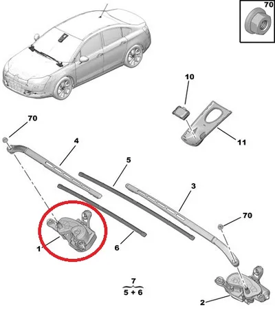 Klaasipühkija mootor parem OEM Citroen C5 2008- - PSA  6405KZ - OE - 100% Genuine Part