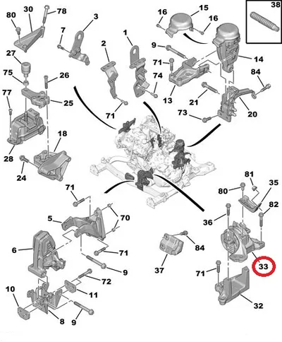 Mootoripadi vasak Citroen C5/Peugeot 407, 508 - PSA  1813G9/Z