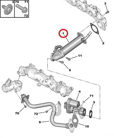 EGR jahutusradiaator OEM Jumper/Boxer/Ducato 2,2HDI - PSA  1618R4 - OE - 100% Genuine Part