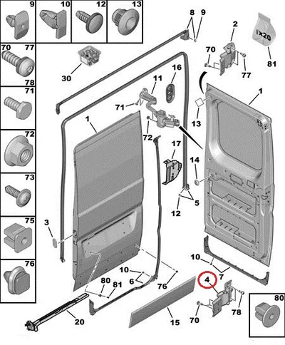 *Tagaukse hing alumine parem OEM Jumper/Boxer/Ducato 2006- (180° avanevad uksed) - PSA  1617323580 - OE - 100% Genuine Part
