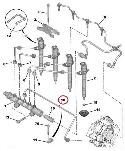 Kütusepumba kõrgsurvetoru OEM Jumper/Boxer/Ducato 2,2HDI 2006-  Euro4 - PSA  1570L2 - OE - 100% Genuine Part