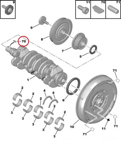 Väntvõlli rihmaratta kiil OEM Peugeot/Citroen DV5,DV6 (18,5X6-6) - PSA  697614 - OE - 100% Genuine Part