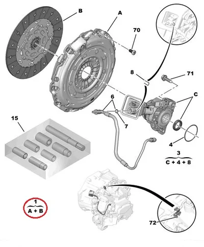 Sidurikomplekt OEM C3,C4,C5(x7),DS3,DS4,DS5 / 3008,5008,508 1,6HDi 2010-  (6-k.kast) - PSA  2052Z1 - OE - 100% Genuine Part