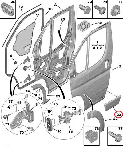 Esiukse liist vasak OEM Jumper/Boxer/Ducato 2006- - PSA  8545FE - OE - 100% Genuine Part