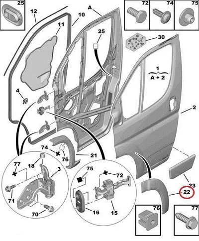 Esiukse koopaääre liist vasak OEM Jumper/Boxer/Ducato 2006- - PSA  1617347480 - OE - 100% Genuine Part