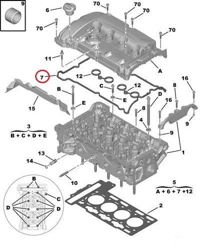 Klapikambrikaane tihend OEM Citroen/Peugeot EP6 - PSA  0249E6 - OE - 100% Genuine Part