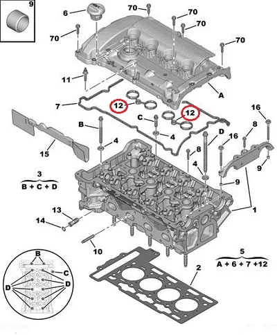 Klapikambrikaane tihend OEM Citroen/Peugeot EP6 - PSA  0249E7 - OE - 100% Genuine Part