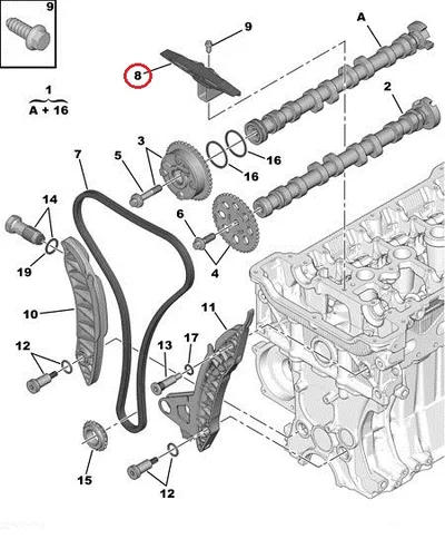 Mootoriketi tald ülemine OEM Citroen/Peugeot EP-mootorid - PSA  9816058680 - OE - 100% Genuine Part