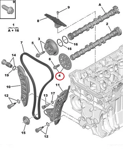 Nukkvõlli ketiratas, väljalase OEM Citroen/Peugeot EP-mootorid (turboga) - PSA  1682802680 - OE - 100% Genuine Part