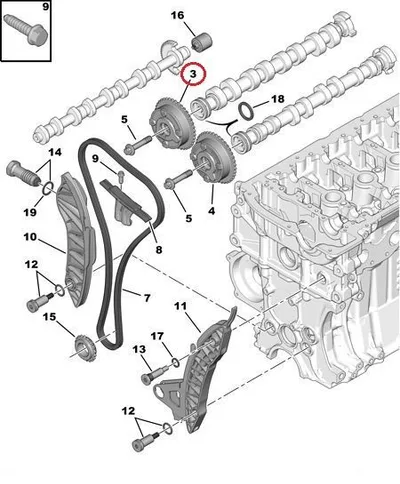 Nukkvõlli ketiratas, sisselase OEM Citroen/Peugeot EP-mootorid - PSA  1682802580 - OE - 100% Genuine Part