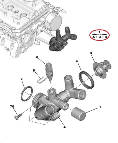 Termostaat korpusega OEM Jumper/Boxer/Ducato 2,2HDI 2011- - PSA  9678741380 - OE - 100% Genuine Part