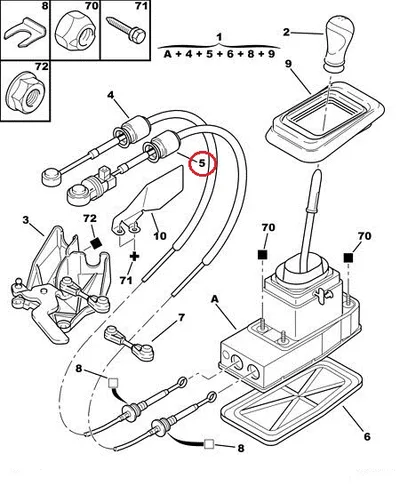 Käiguhoovastiku tross OEM Citroen C5/Peugeot 407 - PSA  2444CP - OE - 100% Genuine Part