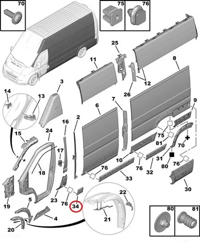 Ukseposti (B-piilari) liist vasak OEM Jumper/Boxer/Ducato 2006- (L1-L2-L3) - PSA  8547W6 - OE - 100% Genuine Part