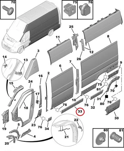 Külgpaneeli/liugukse liist vasak OEM Jumper/Boxer/Ducato 2006-18 (L2-L3-L4) - PSA  8546T8 - OE - 100% Genuine Part