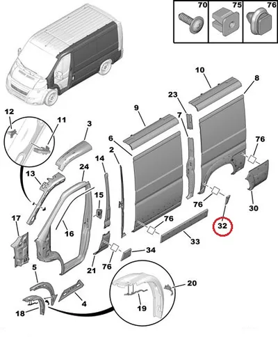 Külgpaneeli eesmine liist vasak OEM Jumper/Boxer/Ducato 2006- L1 - PSA  8547X2 - OE - 100% Genuine Part