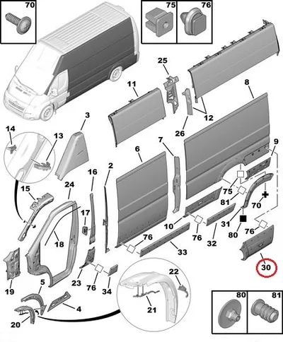 Külgpaneeli tagumine liist vasak OEM Jumper/Boxer/Ducato 2006-18 L2,L3 (laiendiga) - PSA  8547AV - OE - 100% Genuine Part