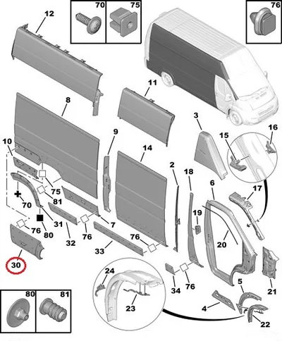 Külgpaneeli tagumine liist parem OEM Jumper/Boxer/Ducato 2006- - FIAT  735491683 - OE - 100% Genuine Part