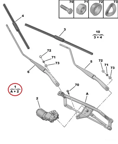 Klaasipühkijate hoovastik koos mootoriga OEM Citroen Nemo/Peugeot Bipper 2011- - PSA  1608189580 - OE - 100% Genuine Part