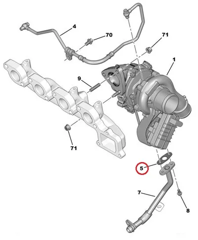 Turbo õli tagasivoolutoru tihend OEM Citroen/Peugeot 2,2HDI Puma/ 2,7HDI - PSA  9667044780 - OE - 100% Genuine Part