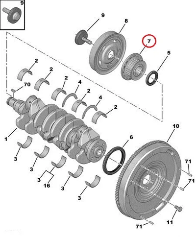 Väntvõlli rihmaratas (hammasrihmale) OEM Citroen/Peugeot 1,4-1,6HDI - PSA  9810698080 - OE - 100% Genuine Part