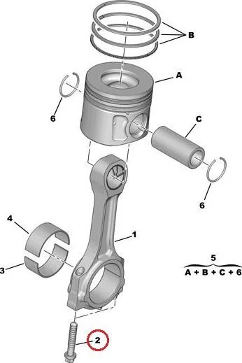 Kepsu kinnituspolt OEM Jumper/Boxer/Ducato 2,2HDI 2006- M9x1-L46,6 - PSA  060763 - OE - 100% Genuine Part
