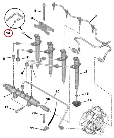 Pihusti tagasivoolutoru kinnitusklamber OEM Jumper/Boxer/Ducato 2,2HDI 2006- - PSA  1982A4 - OE - 100% Genuine Part