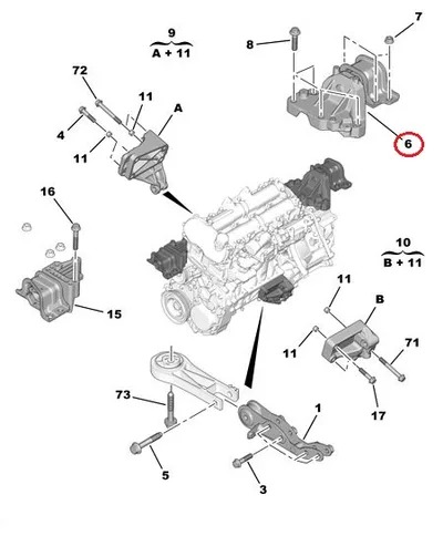 Mootoripadi vasak OEM Jumper/Boxer/Ducato 06- 3,0HDI - PSA  1606851180 - OE - 100% Genuine Part
