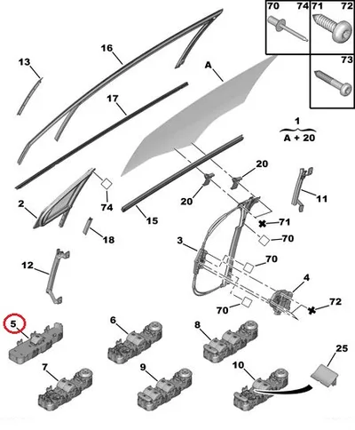 Klaasitõstuki lüliti parem eesmine OEM Citroen C4 - PSA  6554HF - OE - 100% Genuine Part