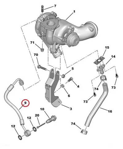 Turbo õlitustoru OEM Citroen/Peugeot 2,2HDI (DW12 mootorid) - PSA  116441 - OE - 100% Genuine Part