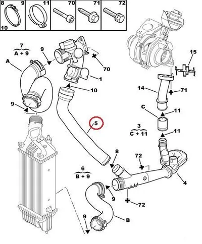 Turbo lõdvik OEM Citroen C5, Peugeot 407/508 2,0HDI - PSA  0382AS - OE - 100% Genuine Part