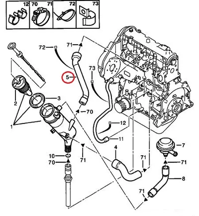 Karterituulutuse toru OEM Citroen/Peugeot 1,9D - PSA  118086 - OE - 100% Genuine Part
