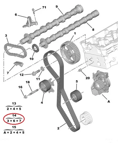 Nukkvõlli keti komplekt OEM Citroen C5 - PSA  084923 - OE - 100% Genuine Part