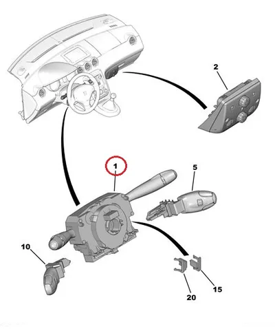 Roolisamba lülitiplokk OEM Peugeot 307 (+tagakojamees,esiudutuled) - PSA  98069976XT - OE - 100% Genuine Part