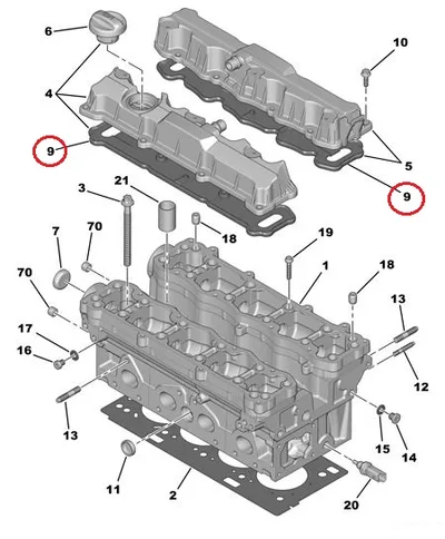 Klapikambrikaane tihend OEM Citroen/Peugeot TU5JP4 - PSA  0249C6 - OE - 100% Genuine Part