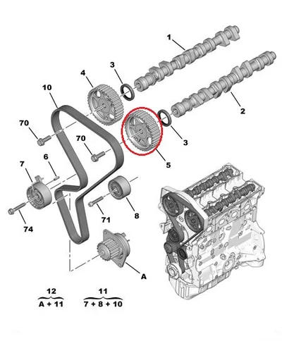 Nukkvõlli rihmaratas OEM Citroen/Peugeot TU5JP4 - PSA  0805F1 - OE - 100% Genuine Part