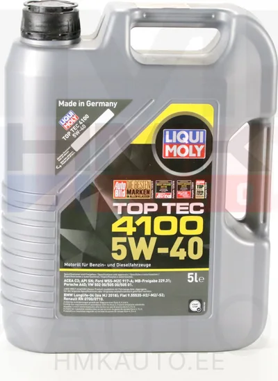 Mootoriõli TOP TEC 4100 5W-40 hüdrokrakk õli 5L - LI9511 - Liqui Moly