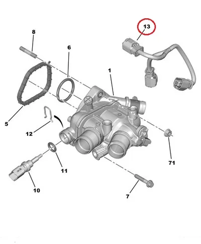Termostaadi korpuse juhe Citroen/Peugeot EP6-mootor - PSA  9804315380/L - OEM (no box)