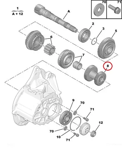 3/4 käigu hammasratas OEM Citroen/Peugeot BE4N käigukast - PSA  233677 - OE - 100% Genuine Part