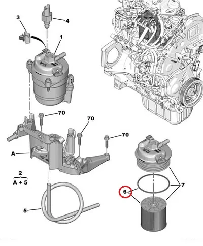 Kütusefilter OEM Peugeot/Citroen 1,6HDI-2,0HDI EURO6 - PSA  9801366680 - OE - 100% Genuine Part